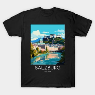 A Pop Art Travel Print of Salzburg - Austria T-Shirt